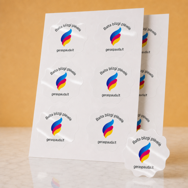 Individualios formos etiketės lapuose